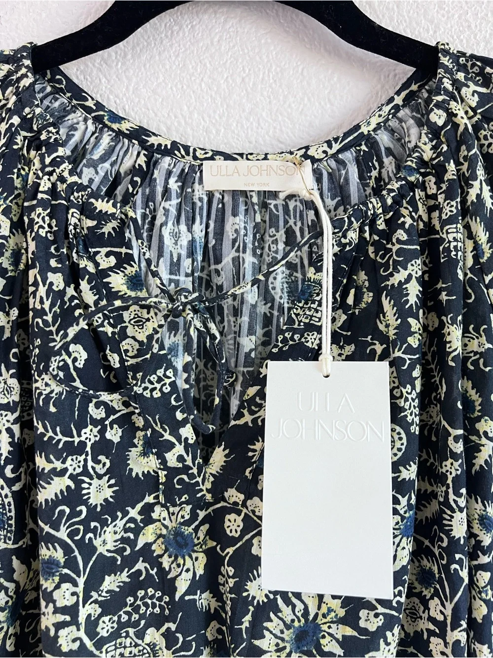 NWT Ulla Johnson Womens Sena Short Sleeve Blouse Raven Floral Cottagecore Whimsy